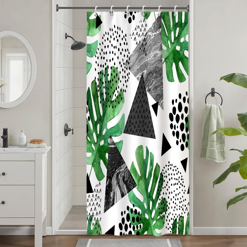 Cortina de Ducha de Hoja Eucalipto, Cortinas de Ducha Verde Oro Abstracto Planta Cortinas de Baño Antimoho Impermeable Lavable Tejido de Poliéster Cortina Ducha con 12 Ganchos 120x200cm — view 146
