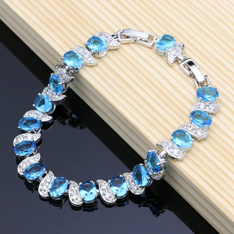 Image of LMXXVJ Fashion Tennis Bracelet Created Emerald White Gold Plated Charm Bracelet Gifts Jewelry for Women