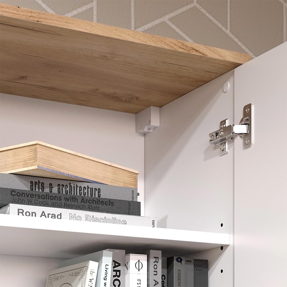 Vicco Sideboard Wido, Blanc/Sonoma, 60x100cm avec Porte, adapté au Montage Mural pour Salle de Bain ou Cuisine