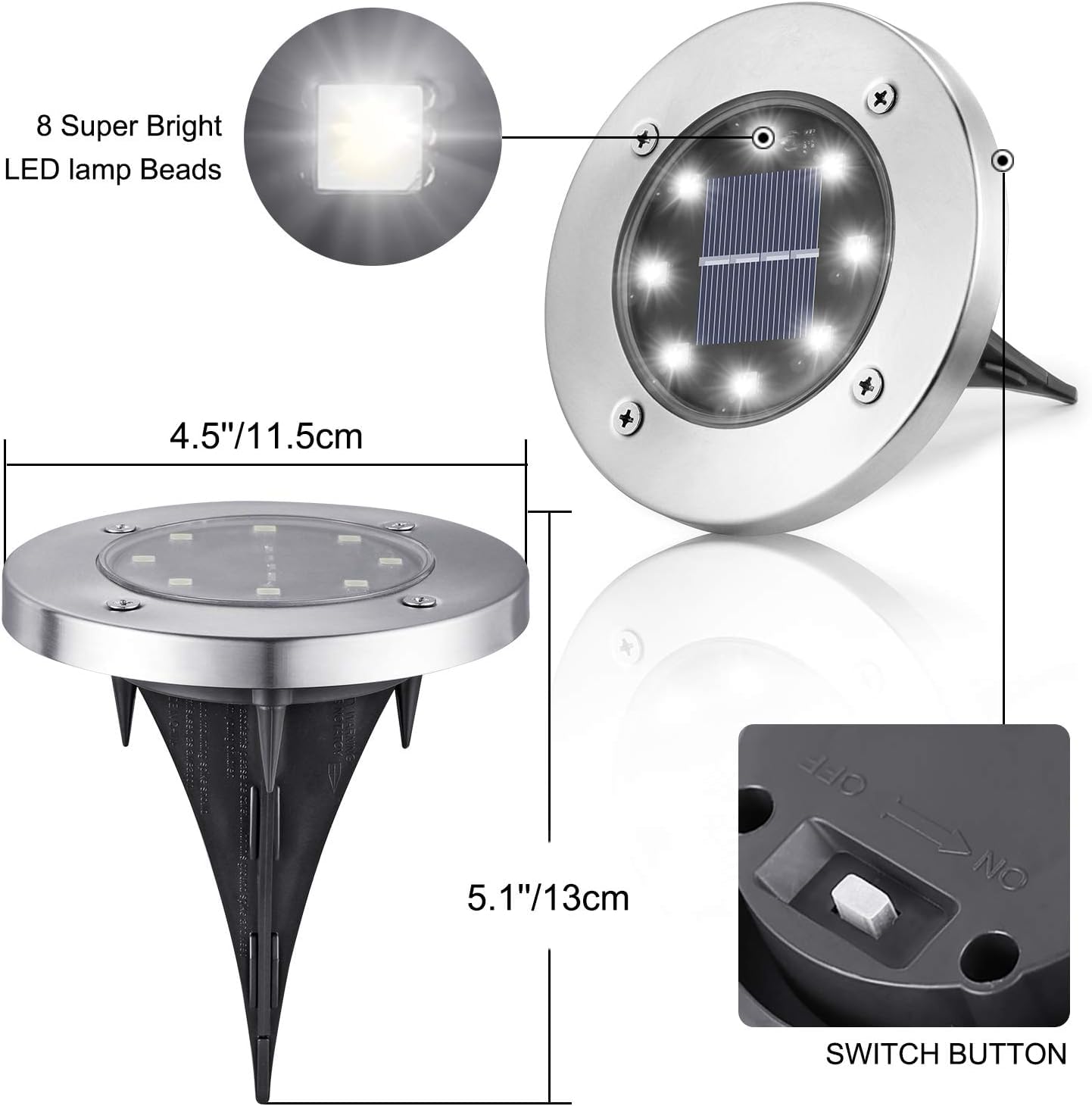 LYHOPE Lot de 12 lampes solaires de piscine hors sol étanches pour pelouse, cour, terrasse, allée, étang, décorations extérieures – Blanc