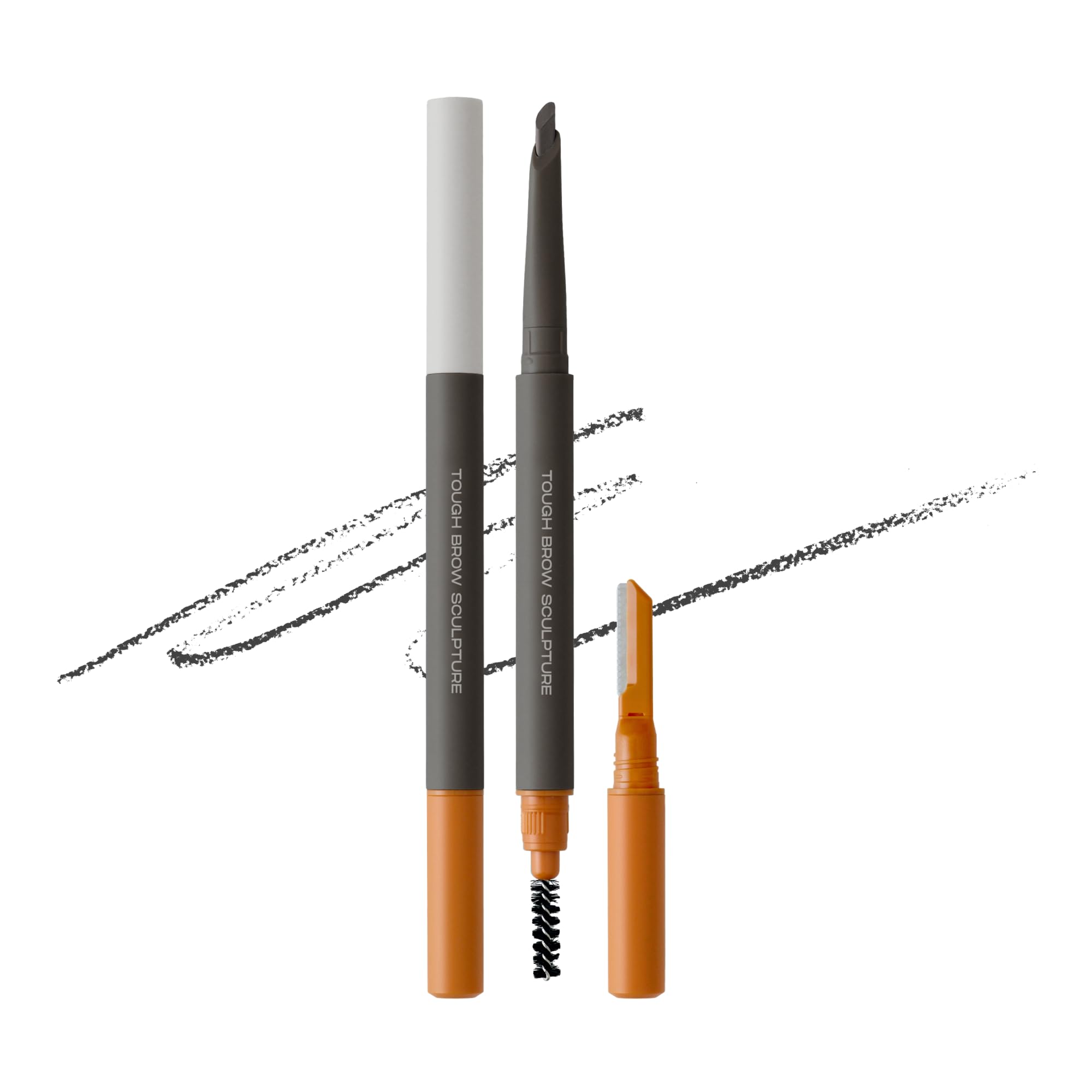 ENTROPY MAKEUP Tough Brow Sculpture Pencil, 3-In-1 Eyebrow Pencil with Built-In Razor & Brush, Smudge-Free, Long-Lasting, Natural Finish, Cool Gray (Charcoal)18g