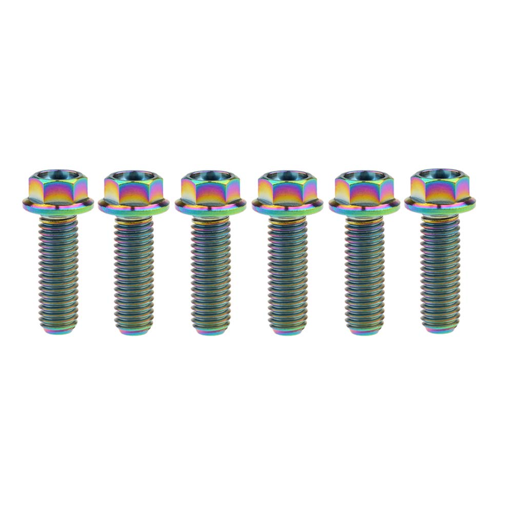 DWAMMEBRS M8x15-65mm Flange Hex Head Screws Pich 1.25mm Pack of 6 for Motorcycle Bike Parts(Rainbow,M8x25mm)