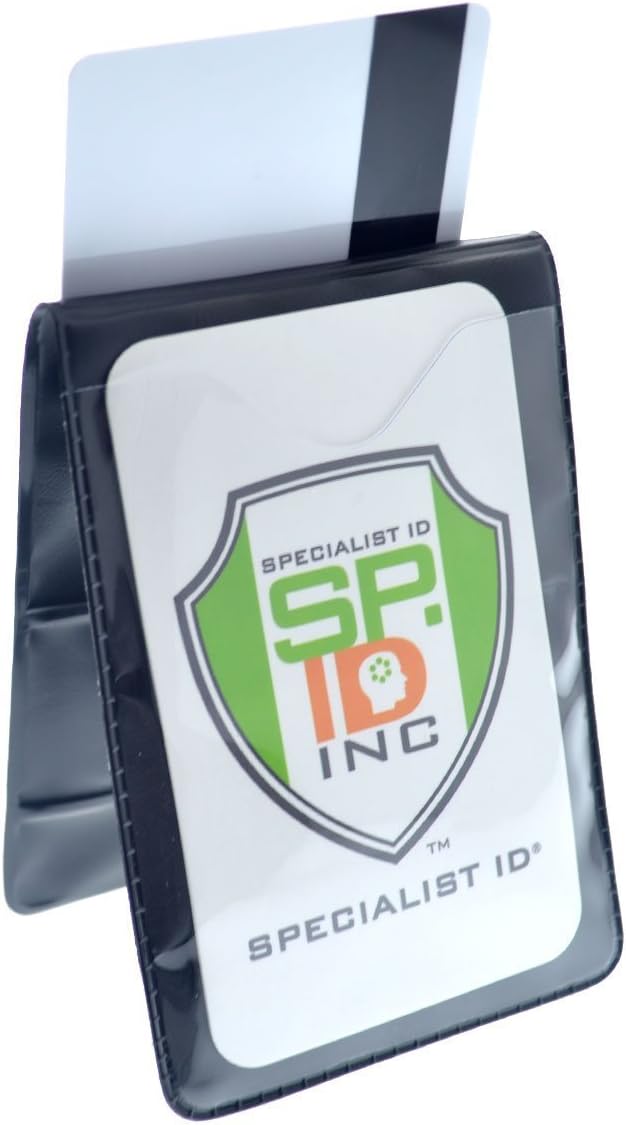Bulk 100 Pack - Heavy Duty Magnetic Badge Holders - Fold Over Shirt Pocket or Belt- Two Sided for Multiple ID Cards - Perfect for 2 Vertical I.D. Badges by Specialist ID