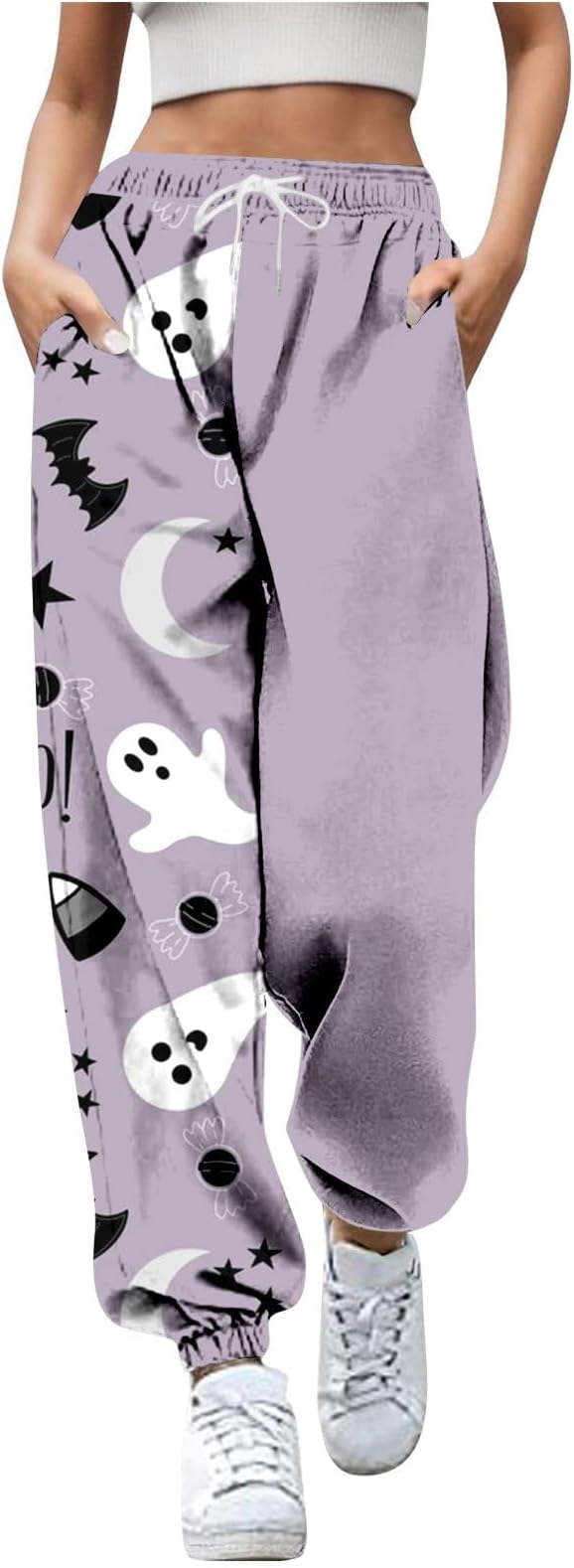 Generisch Halloween Costume Women's Men's Trousers Halloween Matching Print Bottoms Jogging Bottoms Pockets High Waist Sporty Gym Athletic Fit Jogger Trousers