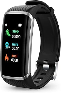Fitness Tracker with Heart Rate Monitor, Activity Tracker with Connected GPS, IP67 Waterproof Smart Fitness Band with Step Counter, Calorie Counter, Pedometer for Kids Women and Men ( Color : Black )
