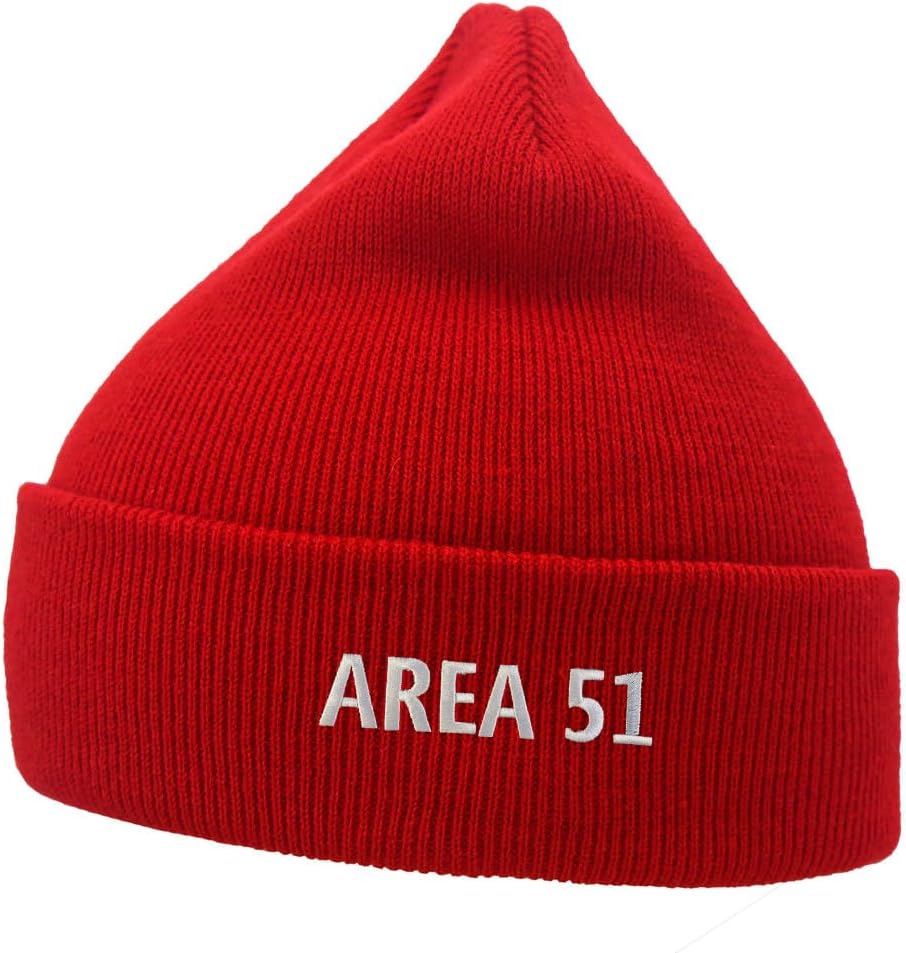 Mens Beanie Knit Hats Area 51 Alien ET Embroidered Unisex Casual Beanies Hats for Winter