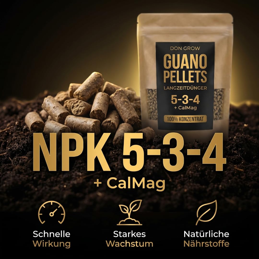 Langzeitdünger für Garten & Hochbeet – Guano Pellets + Zeolith Pulver als Bodenaktivator, Bodenverbesserer und Nährstoffspeicher – 7,5 Kg – Don Grow