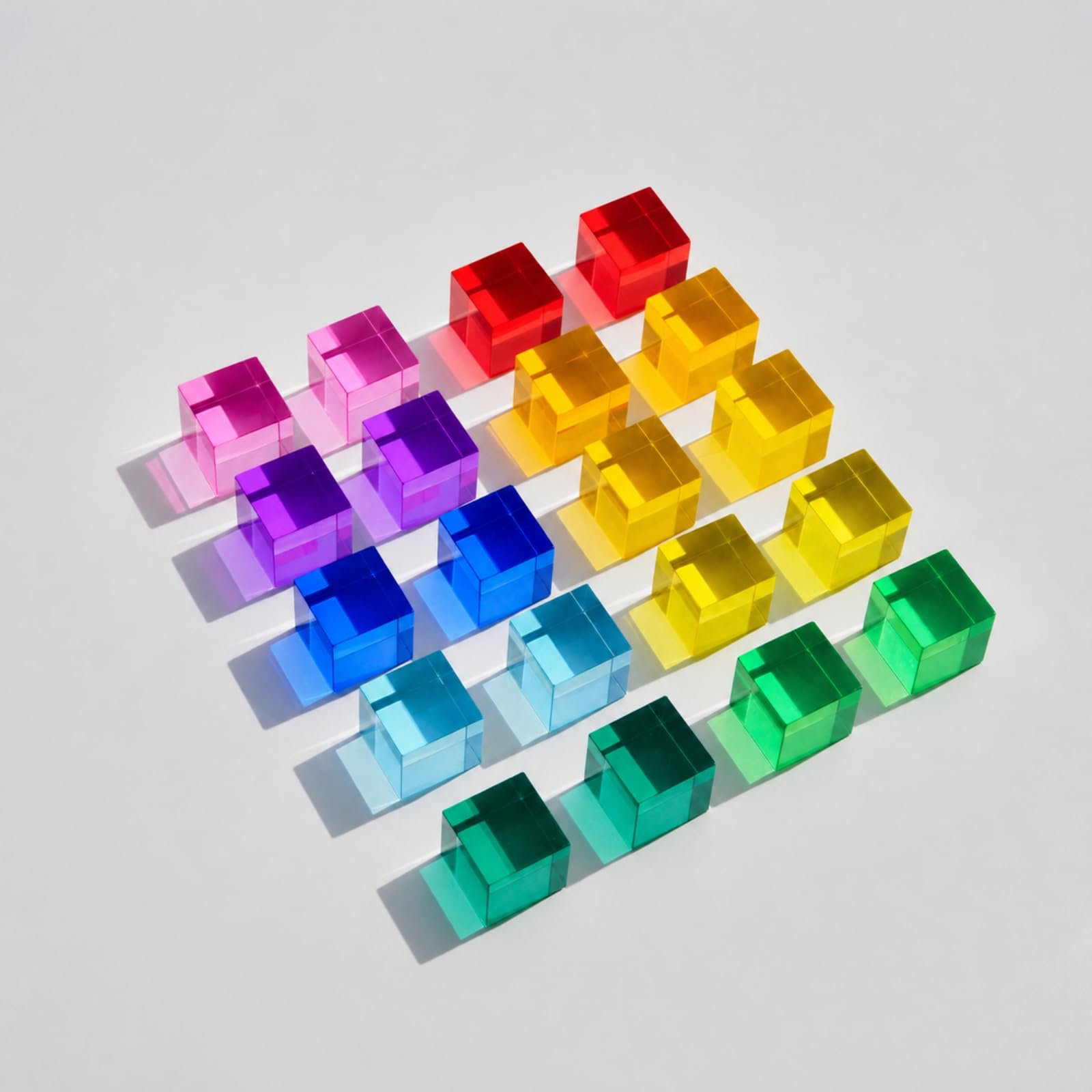 20 Pezzi Acrilici Trasparenti | Superficie Liscia e brillan, Cubo da Costruzione in Acrilico, Traslucido, Set di Mattoncini, per Area Giochi