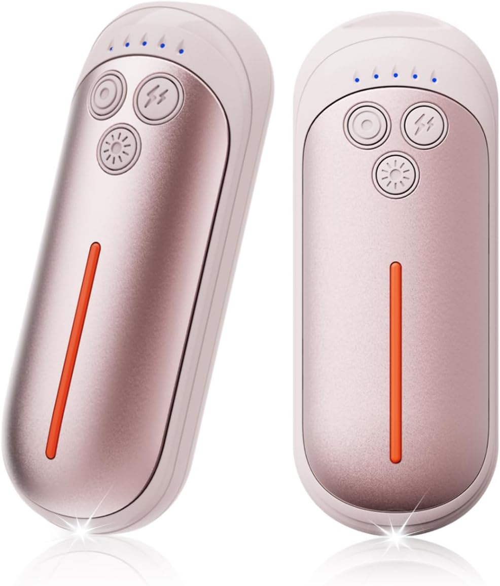 Rechargeable Hand Warmers 2 Pack, 3000mAh Electric Hand Warmer with Flashlight Portable Pocket Heater with 5 Heat Levels, Ideal for Women Men Outdoor Skiing Camping
