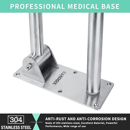 Miniatura 2 de Rieles de seguridad de inodoro de acero inoxidable de 29.5 pulgadas, barra de agarre abatible para baño para discapacitados con portapapeles,