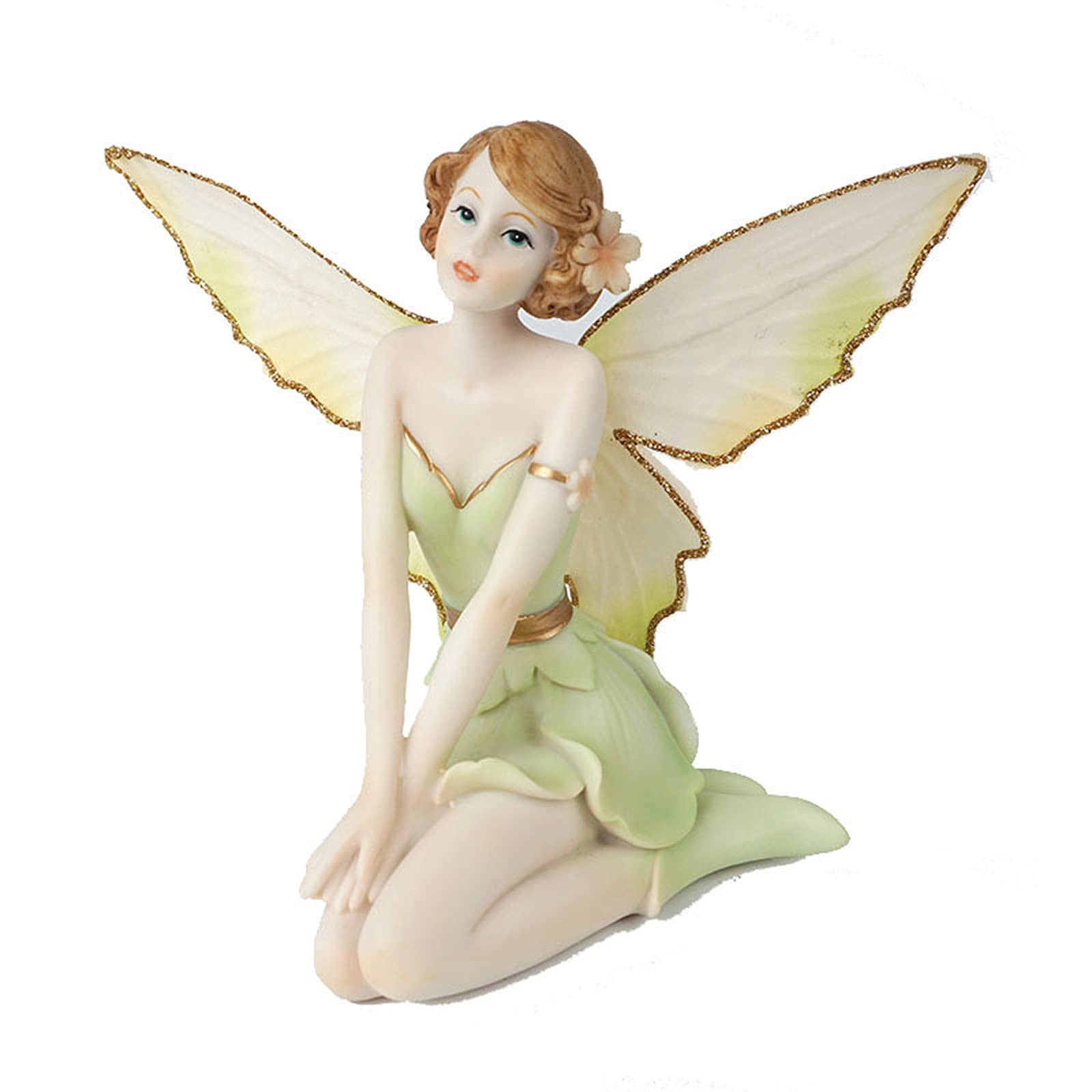 Desktop Decor, Flower Fairy Shaped Artware Resin Statue Decorative Tools Home Decorations for Study Room Bedroom (Green, 10cm15cm19cm)