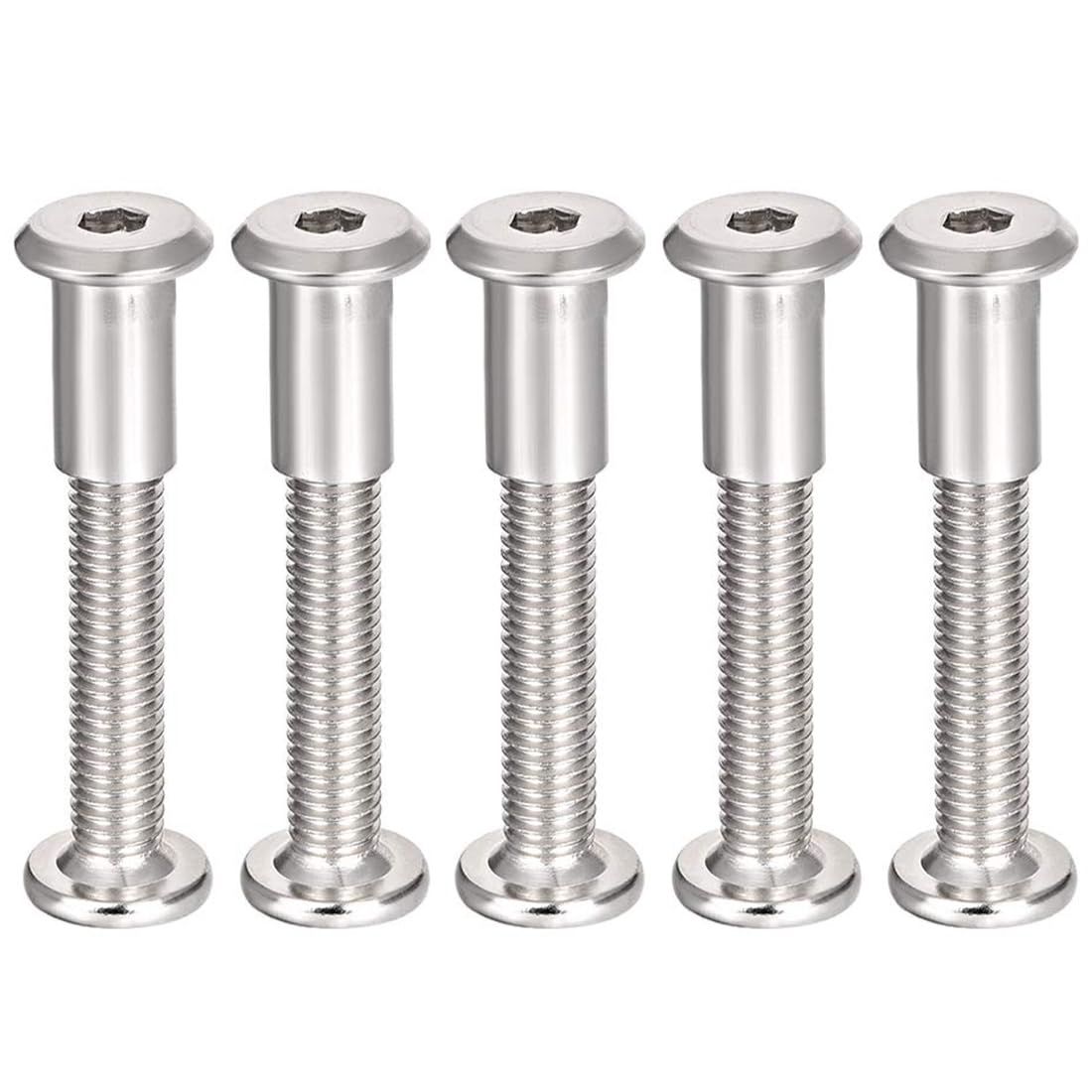 TA-VIGOR 5 Sets Furniture Connector Bolts and Nuts, M8 x 50mm Carbon Steel Hex Socket Cabinet Connecting Screws Bolts for Bed Frame, Cupboard, Wardrobe, Worktop and Furniture Repair