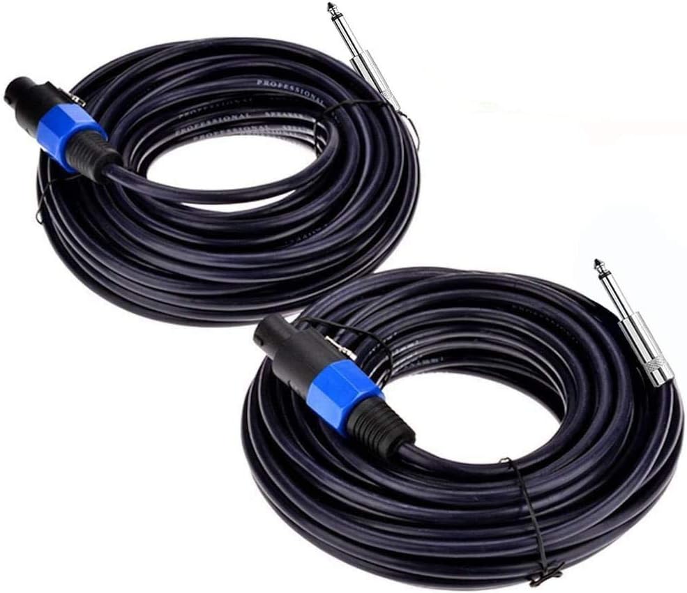 2Pack 50 ft Speakon to 1/4" Male Speaker Cables, Professional 12 Gauge AWG Wire Audio Amplifier Connection Cord, DJ/PA Speaker Cable Wire with Twist Lock.