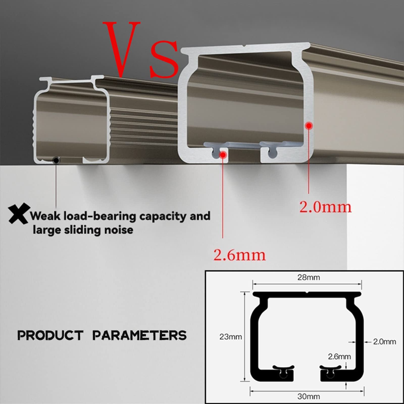 Rail Rideaux Plafond Aluminium Rail De Rideau Robustes Tringle À Rideaux, Rail Pour Rideaux Kit Au Plafond Ou Au Mur Pour Diviseur De Pièce(Champagne-Wall,5m(4 * 1.25m))