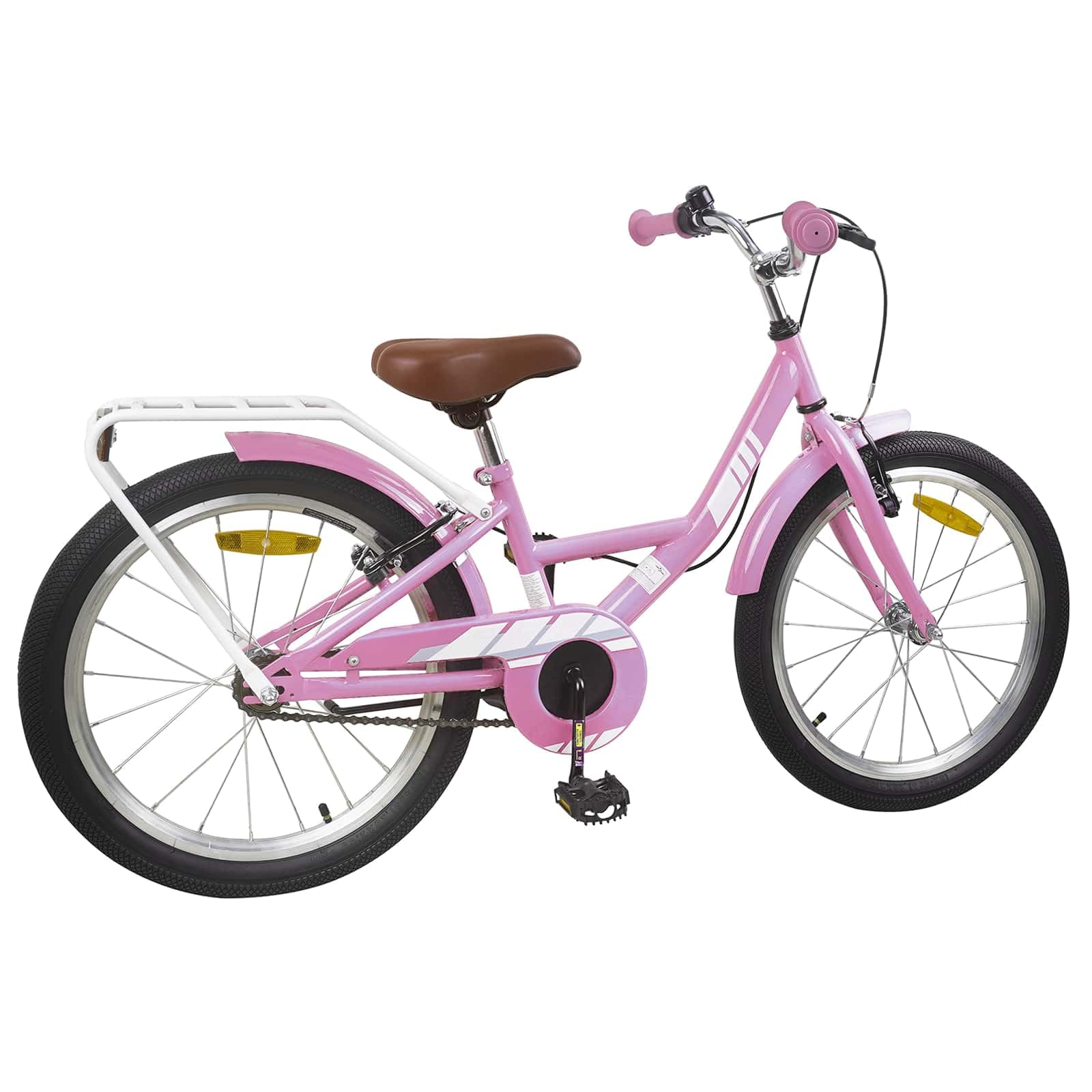 Kinderfahrrad 20 Zoll Hellrosa aus Stahl mit verstellbarem Lenker und Sitz, Linearzugbremse, Schutzblech für 6-11 Jahre, 11,4 kg, ideal zum Lernen, Freizeit, Training und Pendeln
