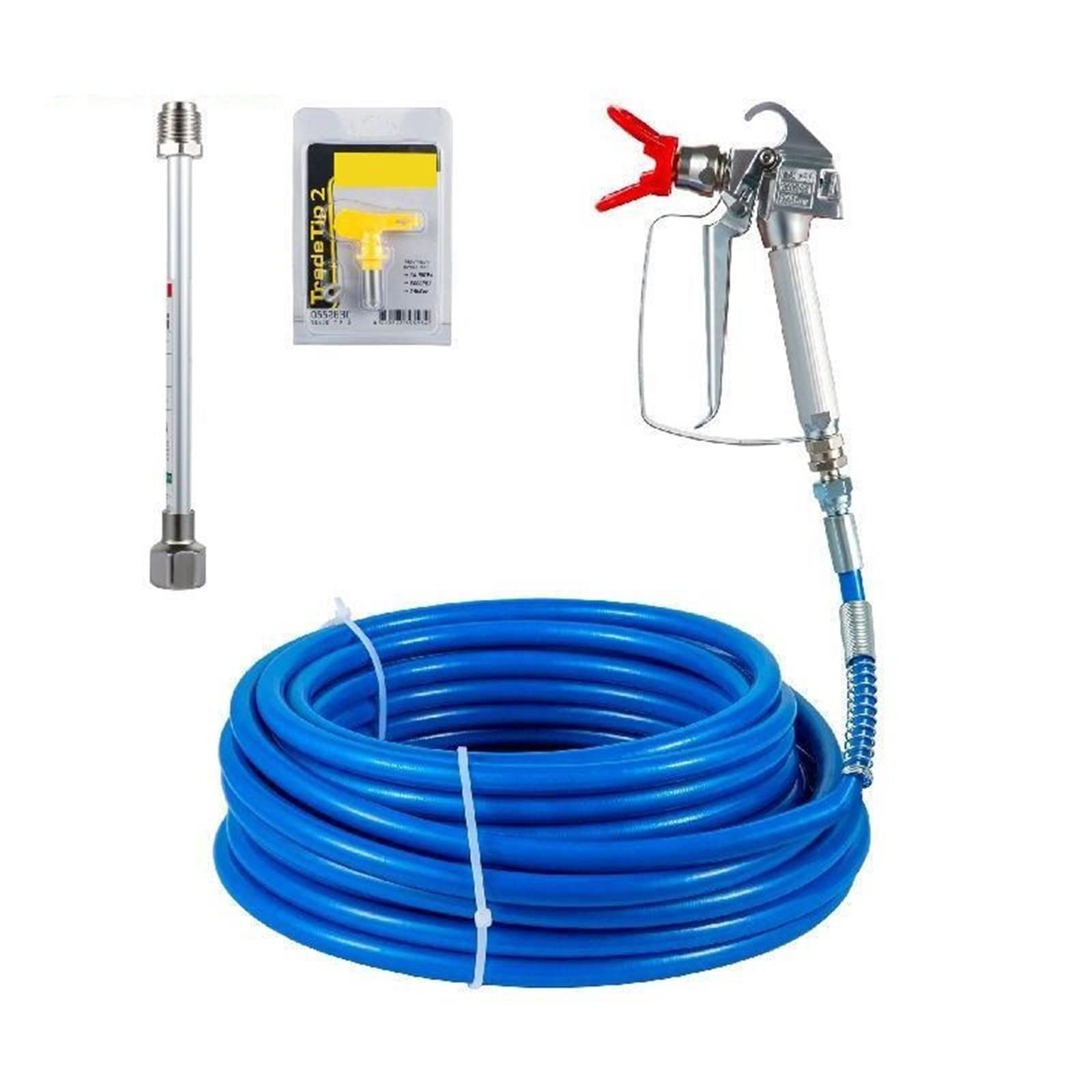 Kit de manguera de rociado de pintura sin aire Tubo de fibra de nailon de alta presión de 50 pies y 3600 PSI con 8 quot;Poste de barra de extensión con punta 517 y protector de punta