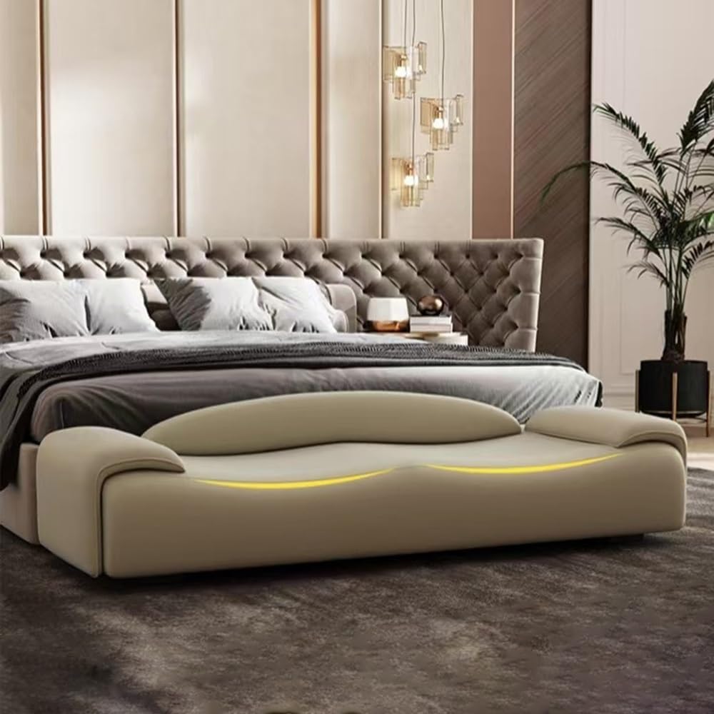 End Stool Bedroom Bed End Stool with Backrest Long Sofa Bench Light Luxury Clothes Bench Cloakroom Shoe Changing Bench Long Bench(Orange,Large)