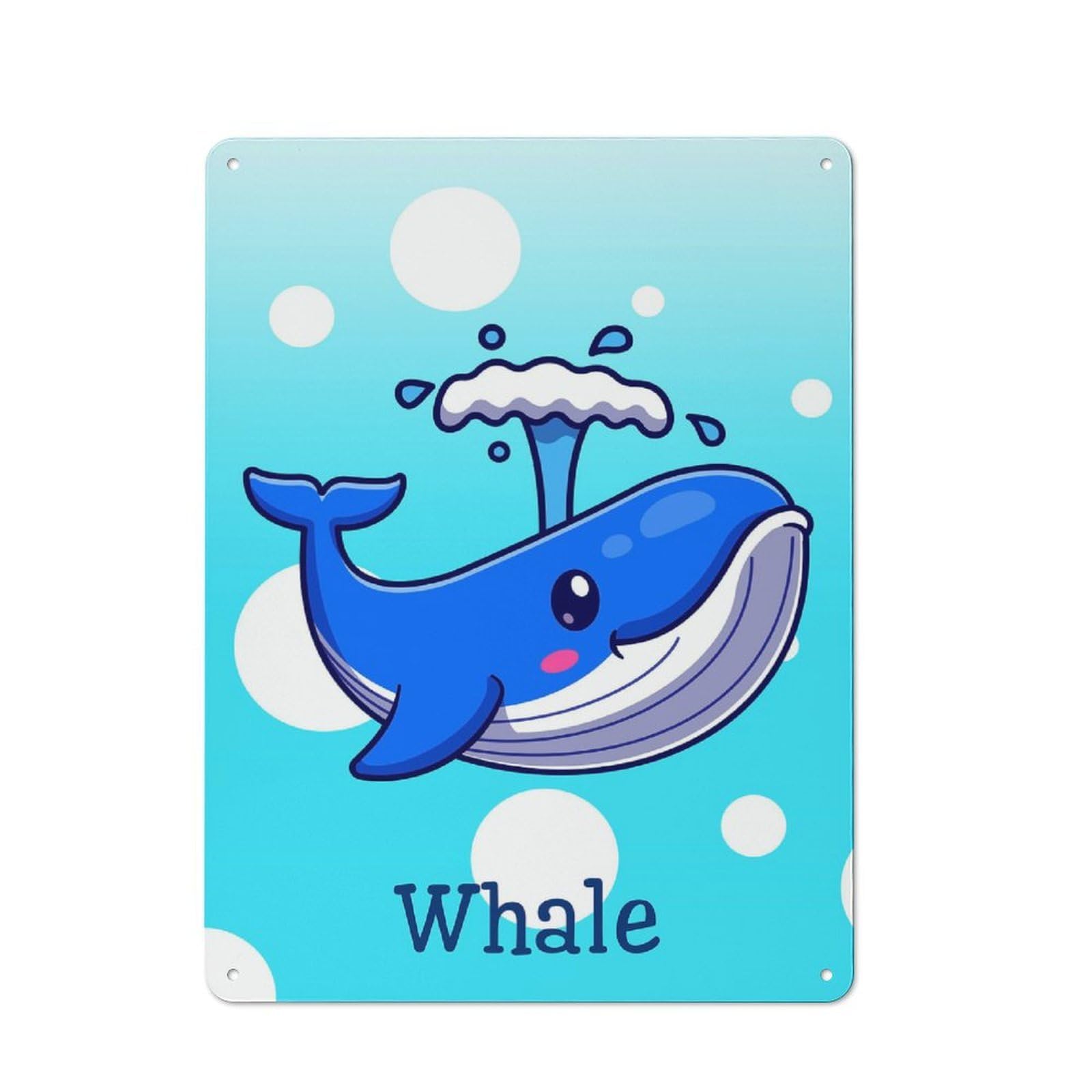 Metal Wall Art Sign with Whale Design 40x30cm, Urban Industrial Wall Decor for Workspace, Cafe, Hallway Or Garage
