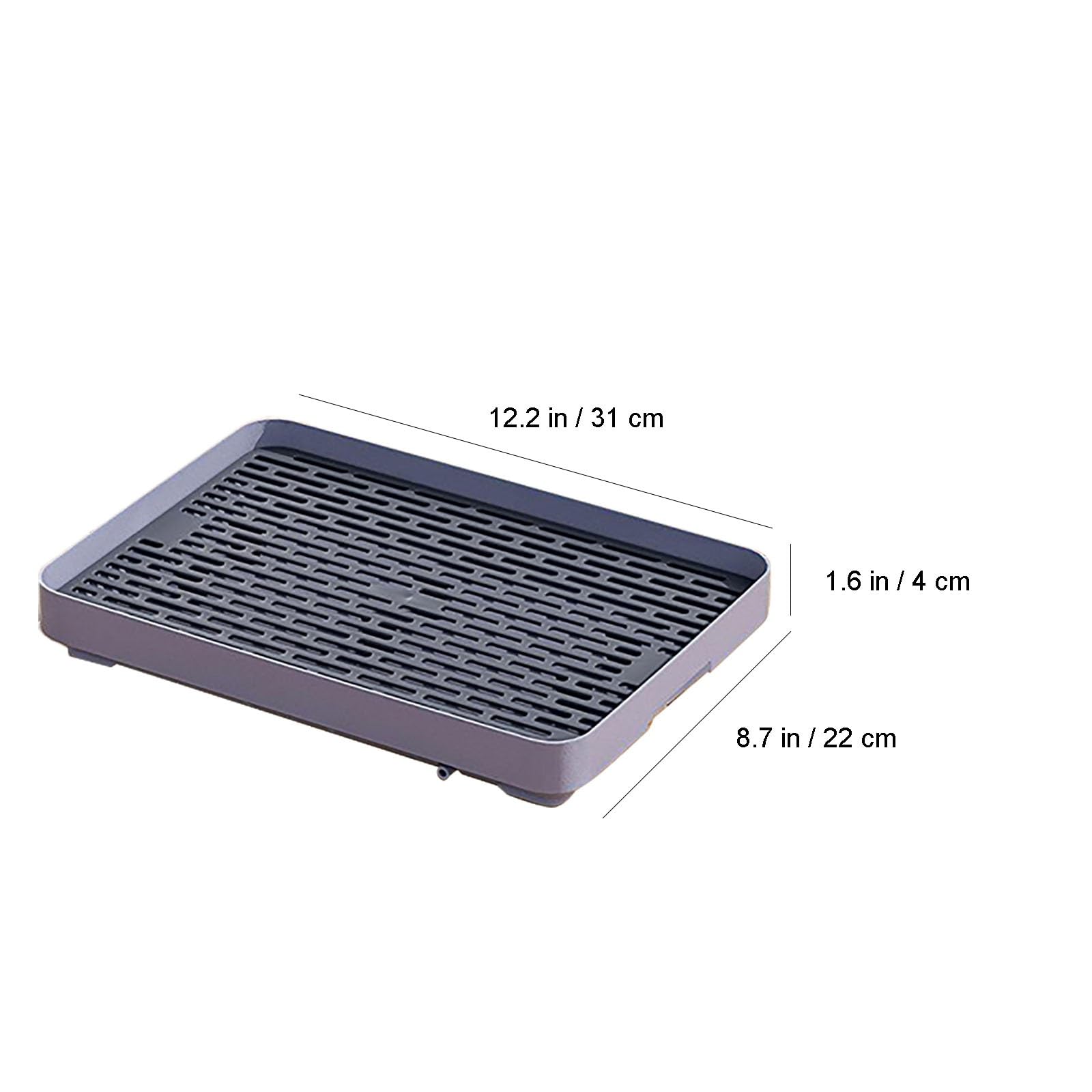 ble Abtropfschale Grau Kunststoff Abtropfschale mit Gitter-Design für Zuhause Büro Reise Tee-Set 31 x 22 x 4 cm Vielseitig Funktional Leicht zu Reinigen
