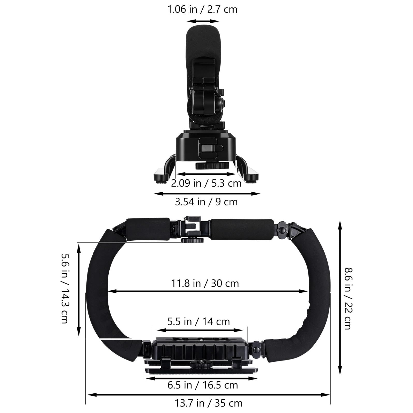 Estabilizador para Cámara de Mano Plegable Negro Rosca 1/4