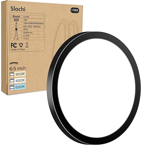 Paquete de 6 lámparas LED de techo de montaje empotrado, 12 pulgadas y 28 W, regulable y 3000 K4500 K6000 K, luz de techo redonda ajustable de 3