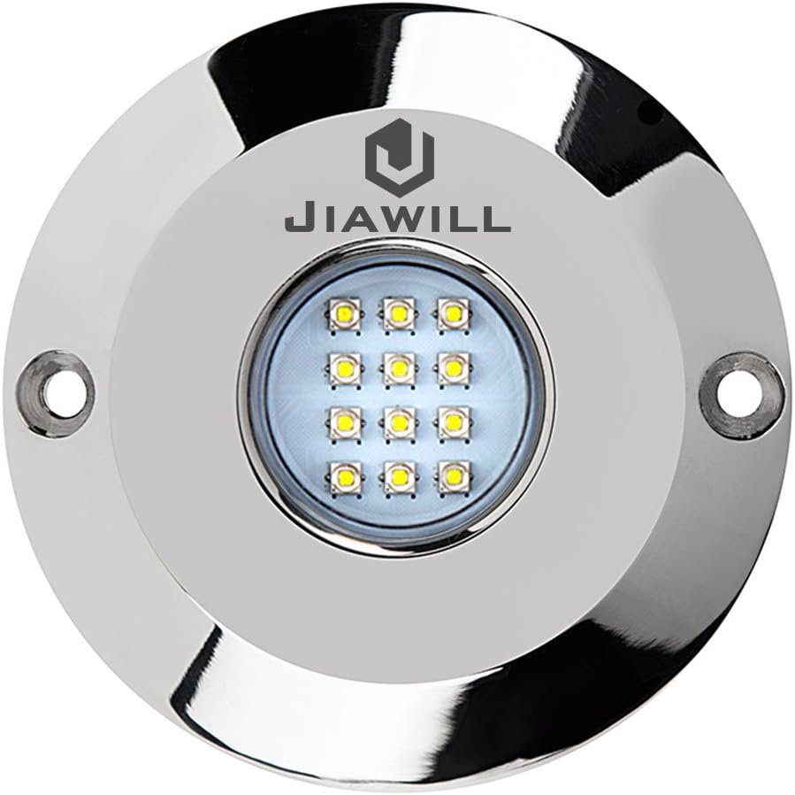 60W Surface Mount Underwater Boat Lights 316L Stainless Steel with Internal Driver and Overheat Protection (Blue)