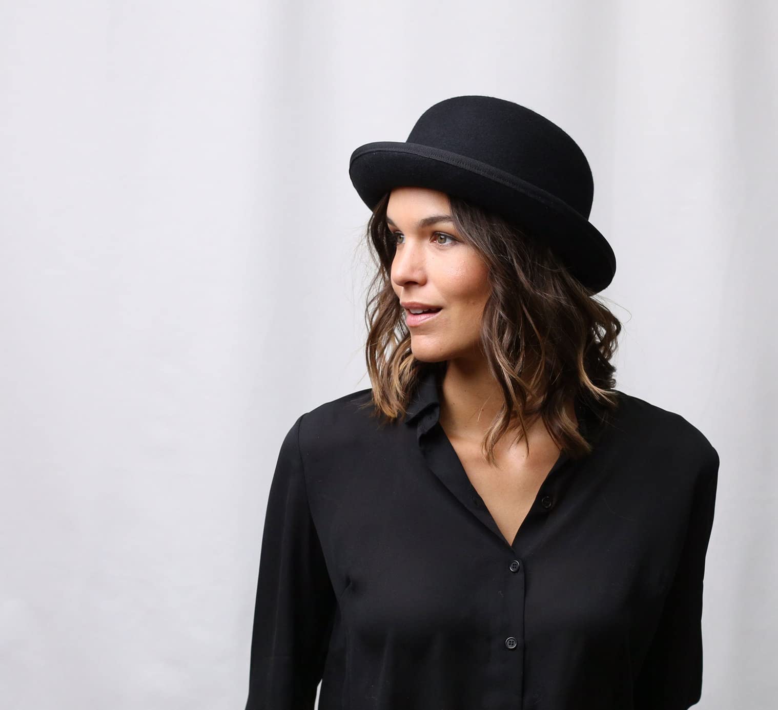 Classic Italy - Chapeau Melon Feutre Homme ou Femme Classic Melon - Taille 58 cm - Noir