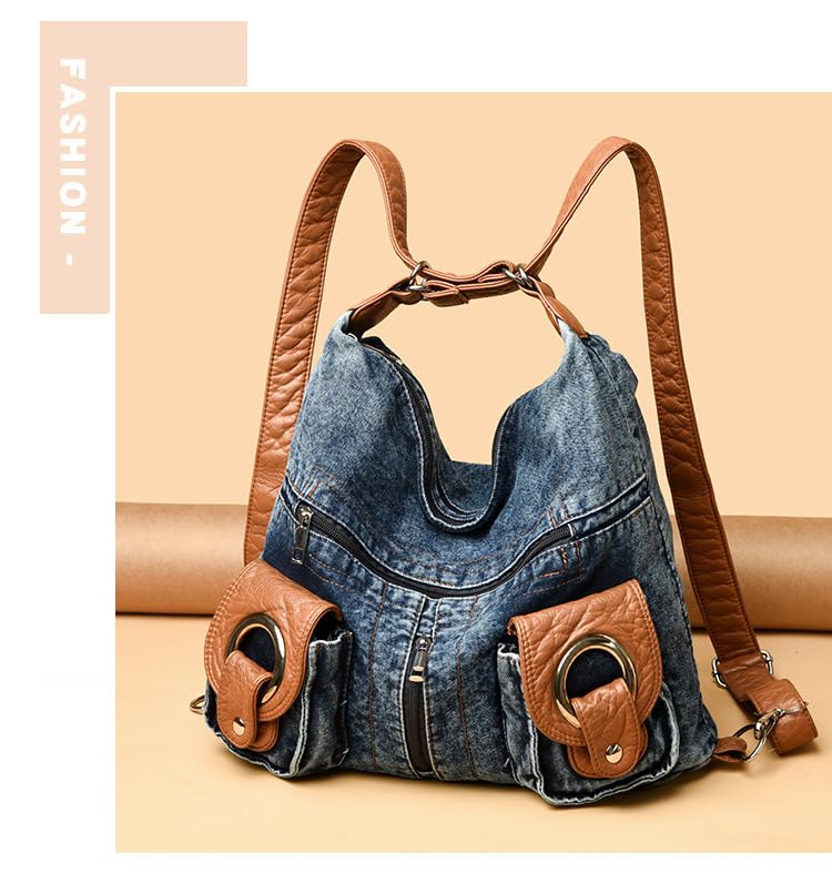 Borsa a tracolla in denim per donna zaino Slouchy Hobo Satchel Borsa a tracolla