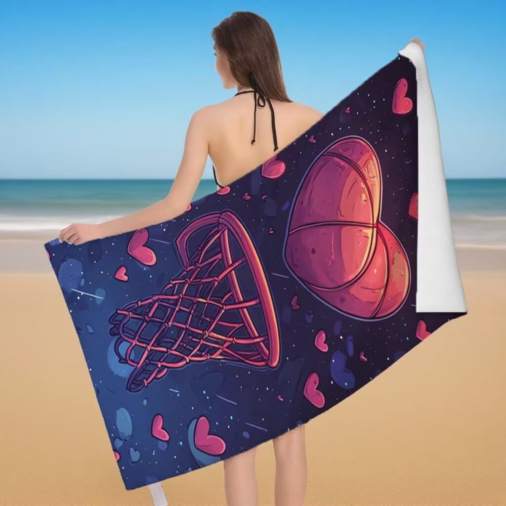 Telo Mare XXL 220x100cm/35x70cm, 2 Set Telo Mare Microfibra Amore Asciugamano Palestra Uomo, Antisabbia, Leggero, Asciugatura Rapida, Teli da Spiaggia Grandi Accessori per Camping Natation Yoga E-3