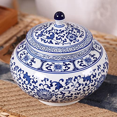 Vase décoratif fait main bleu et blanc en porcelaine style Ming - 6