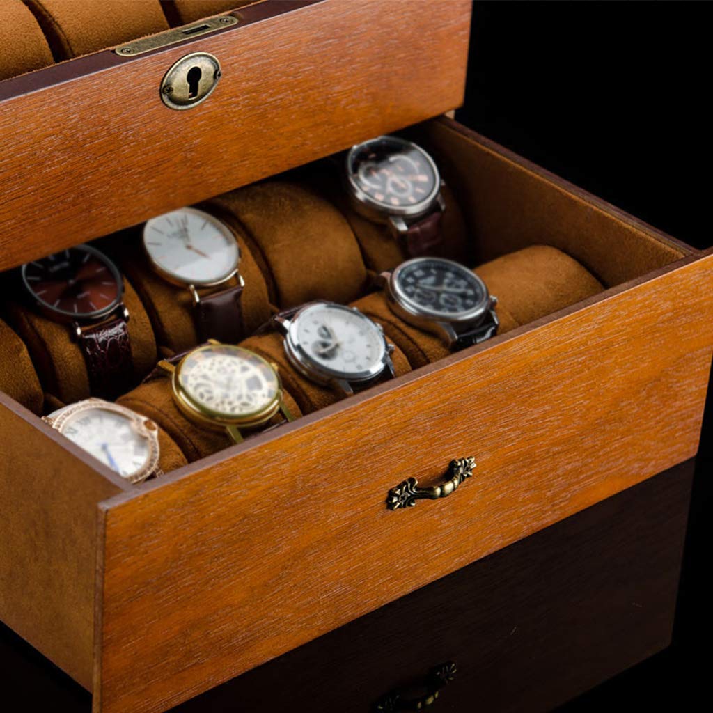Contenitore per Orologi - Coperchio di Vetro 20 Scomparti Orologi da Polso Gioielli Vetrina per Esposizione Braccialetto Vassoio Vetrina Organizzatore Cuscini Morbidi e Serratura Metallica bloccabile