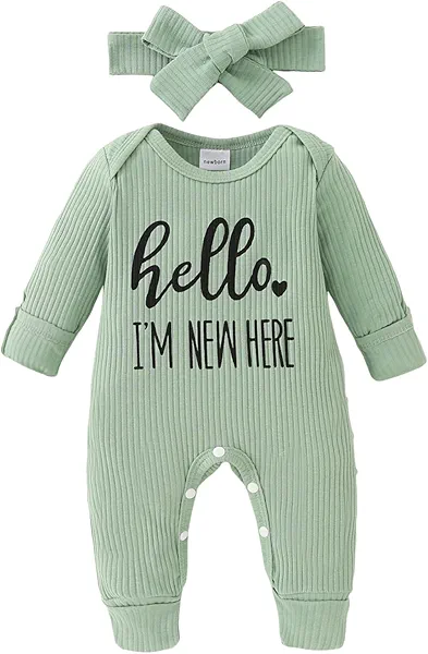 Yvowming Newborn Baby Girl Fall Winter Outfits Clothes Knit Romper Coming Home Outfit for Baby Girl