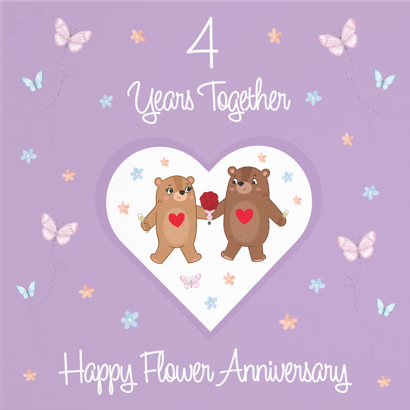 Hunts England, 4th Anniversary Card For Him Or Her, 4 Years, Flower Anniversary, Romantic Meadows, Fun Card - Image 2