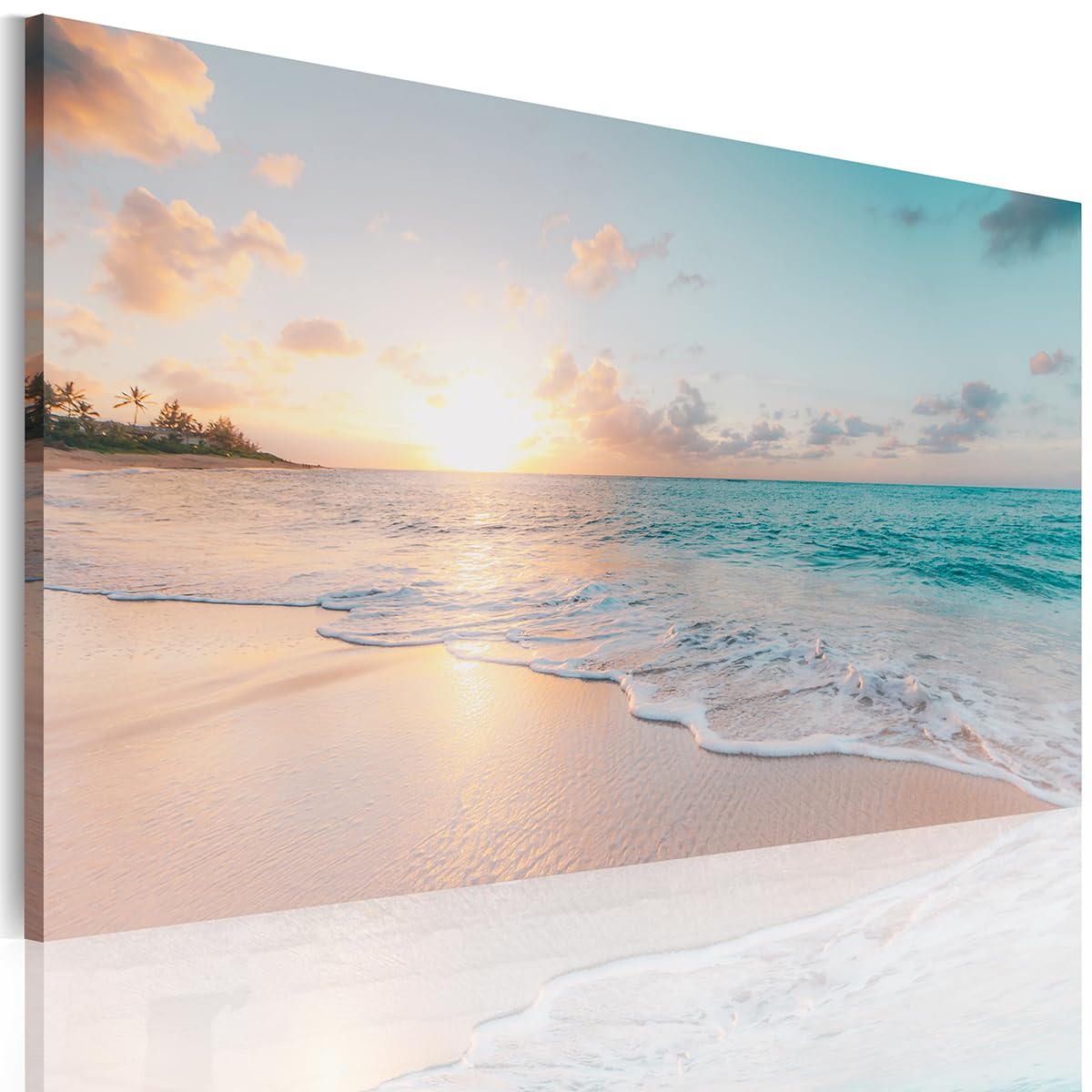 Beach Theme Picture Canvas Wall Art for Living Room Bedroom Walls Decor - Sunset Scene Aesthetic Artwork Prints Paintings for Home&House Decoration - 20"x40", Ready to Hang