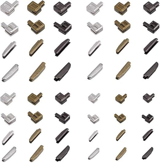 PandaHall 12 Sets Metal Zipper Latch Slider Retainer 3 Color 35810