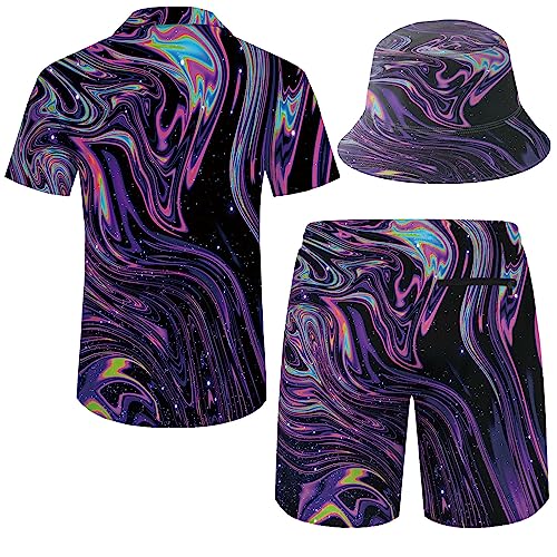 Men's 80s Shirt and Shorts Set 80s 90s outfit 90s Shirt Suits with Bucket Hats2