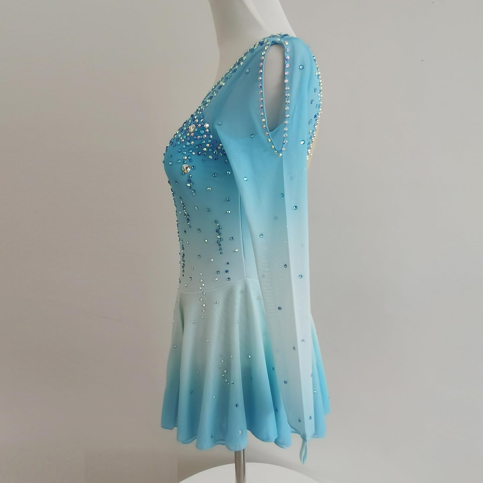 LIUHUO Elegantes blaues Eiskunstlaufkleid für Mädchen und Damen – Wettkampf-EIS-Tanzkleid – Skating-Kleidung