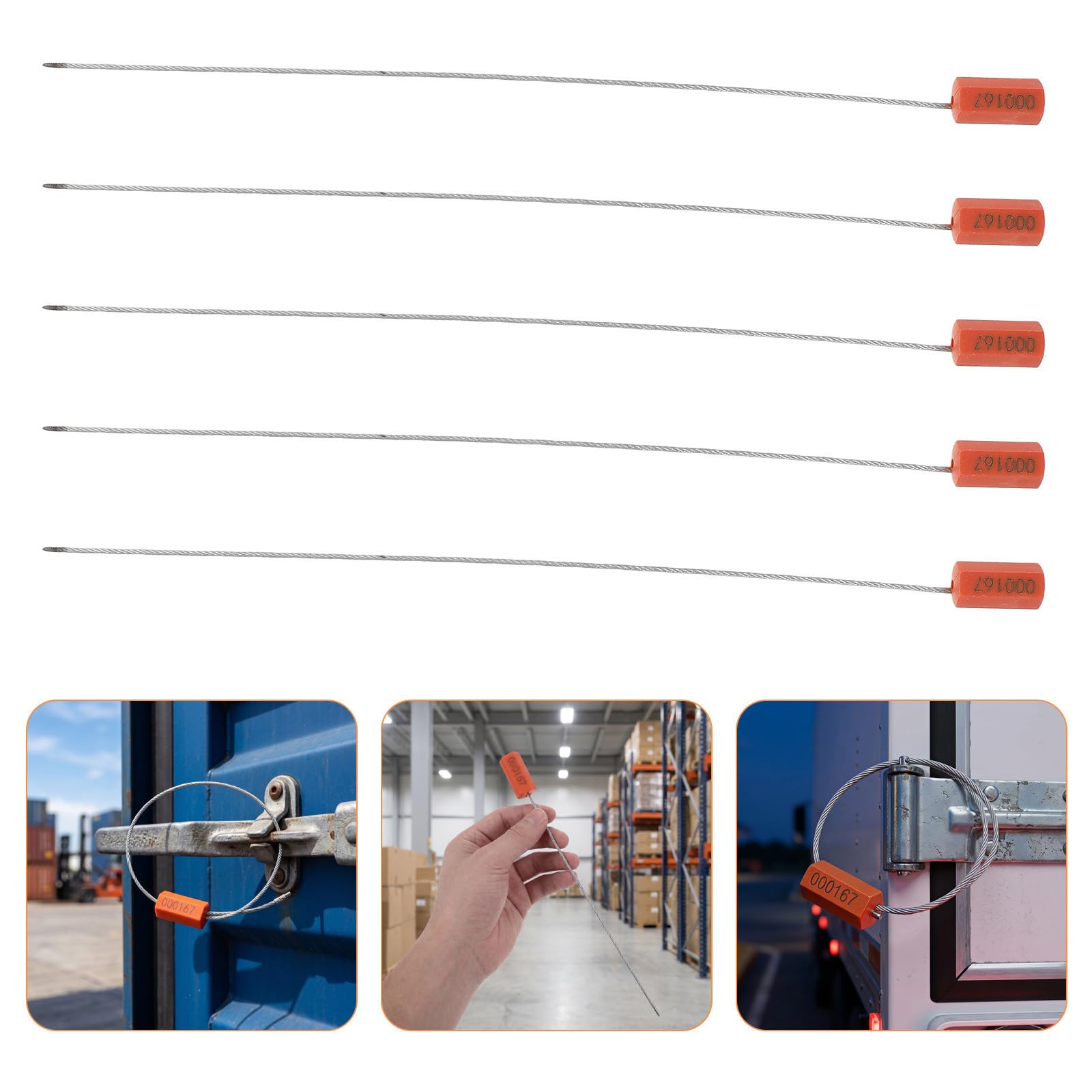 100 Pezzi Sigillo di Sicurezza Monouso per Spedizioni Filo D'acciaio Inox Numerato, Superficie Scrivibile, Design Compatto e Meccanismo di Bloccaggio Irreversibile per Container e