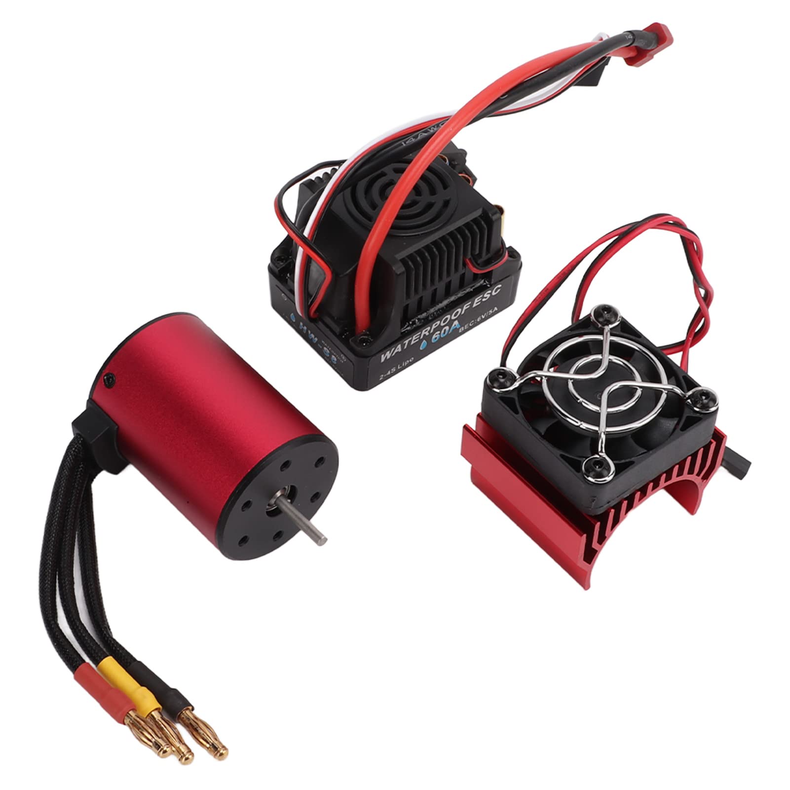 S3650 3900KV Silnik bezszczotkowy 60A Zestaw ESC z radiatorem Wodoodporna obudowa stopu aluminium dla samochodów 1/10 RC