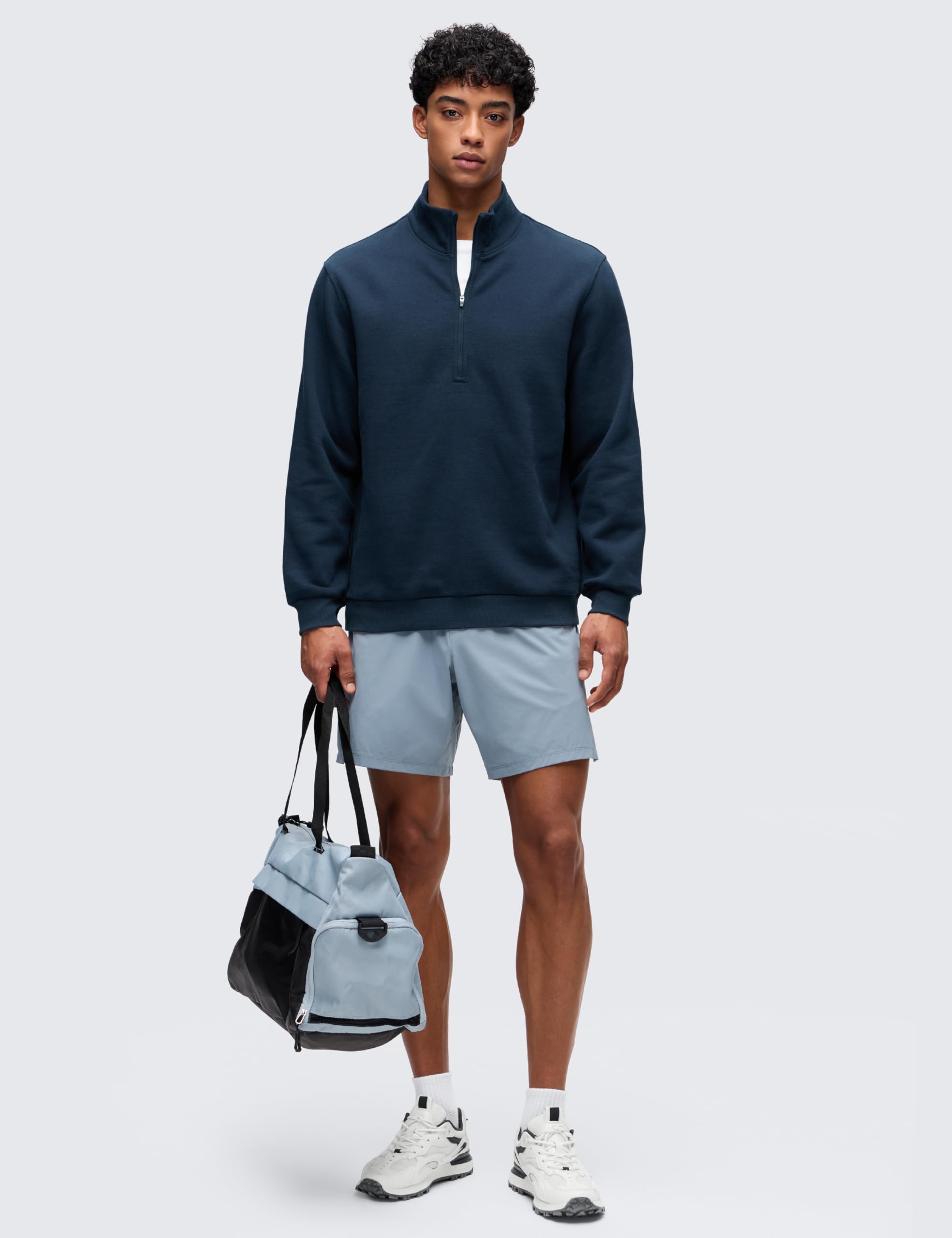 CRZ YOGA Bluzy z podszewką z polaru pół zamka | Średniej grubości, swobodny, luźny krój, miękki, oddychający, bawełniany, ciepły, golf, pulower, dla mężczyzn