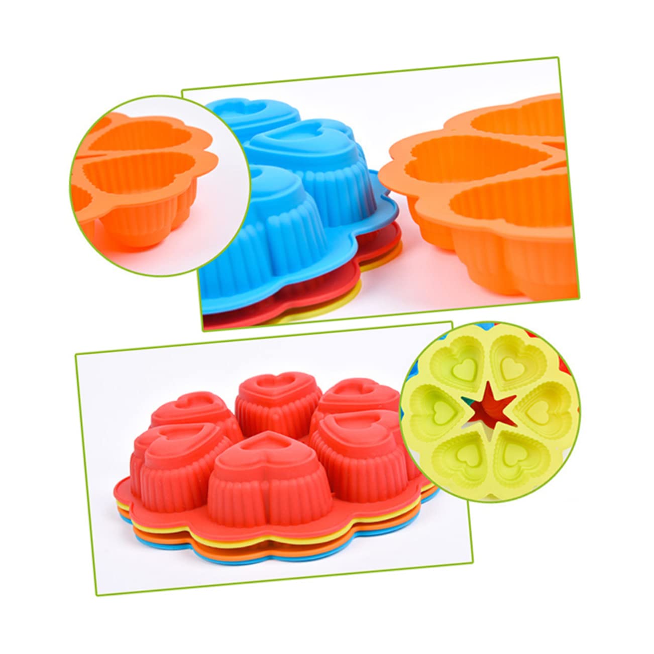 2 Piezas 6 Molde Para Hornear Moldes Para Galletas Moldes De Dulces De Corazón Molde Antiadherente Molde De Chocolate Molde De Bandeja Molde Para Pastel Redondo De Para Gelatinas TOPBATHY