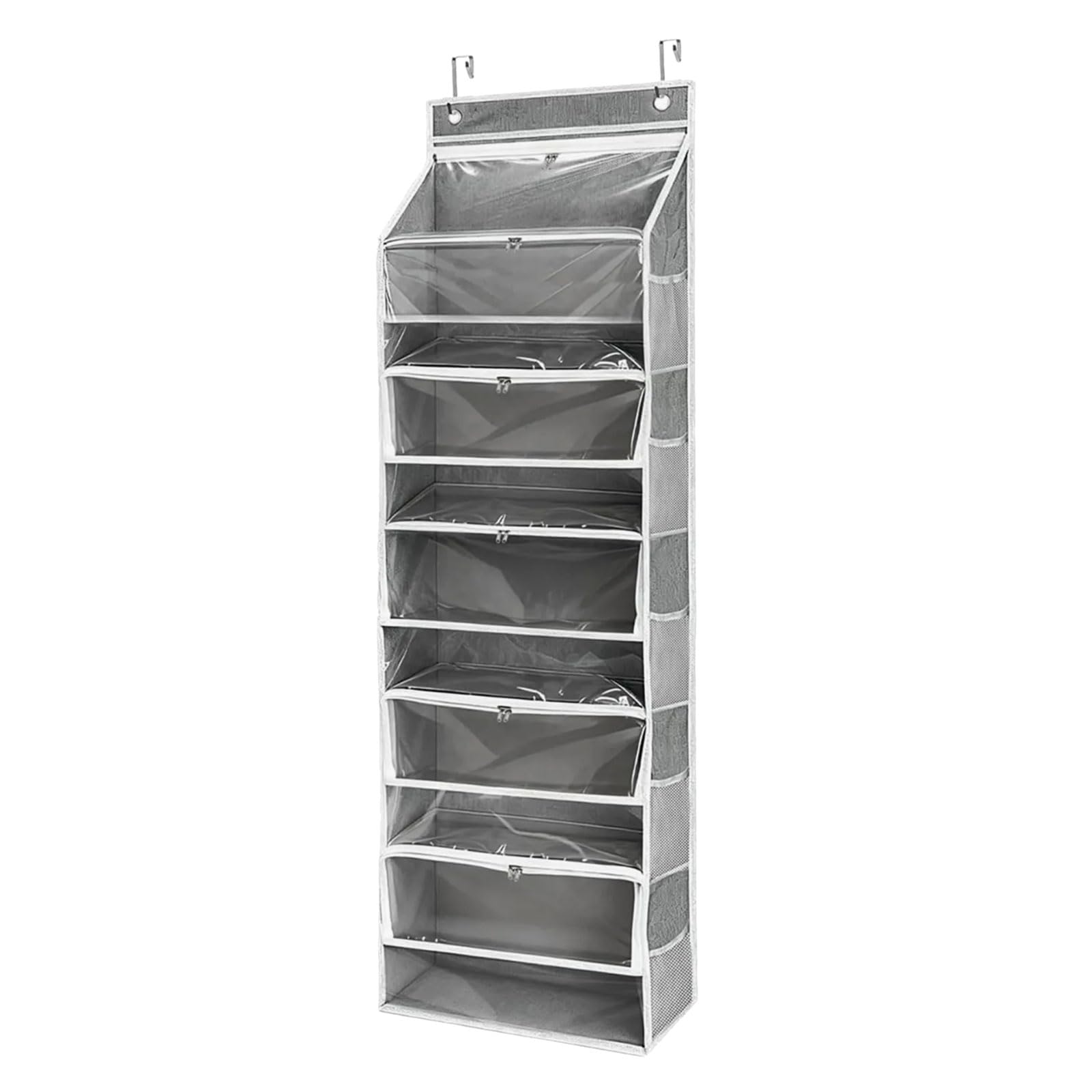 DSLKGWE Large Capacity Over the Door Organizers with 6 Main Pockets 12 Side Bags for Optimal Space Utilization Clear PVC Window Planner