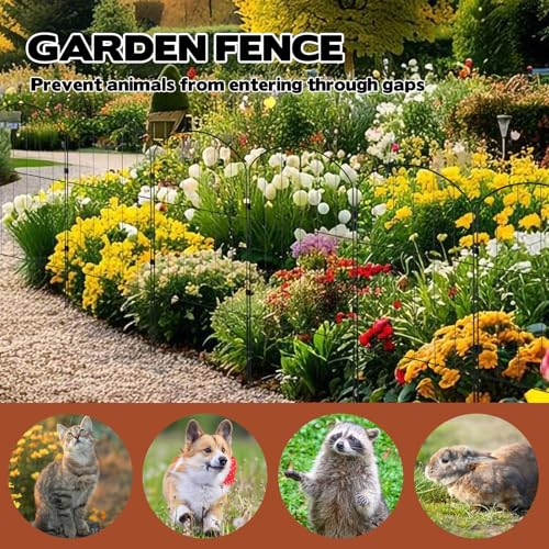 10 Stück Gartenzaun,60 m (H) x 3,3m (L) Metall Zaunelementen Gartenzäune Dekorative,Metallbordüre für den Garten, Klappzaun, Landschaftszaun für Blumenbeet, Bäume, Tierbarriere
