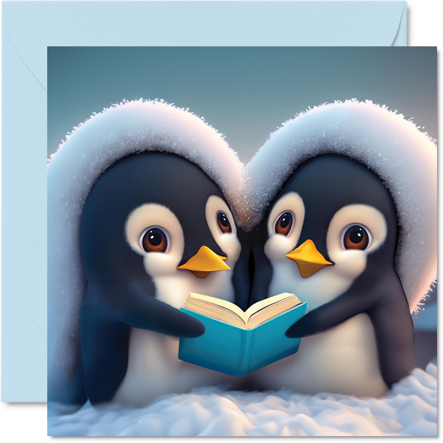 Reading Animals Cards - Penguins Reading Birthday Card - Penguin Book Birthday Card for Friend Sister Brother Daughter Son Auntie Uncle Book Lover, 145mm Books Greeting Cards
