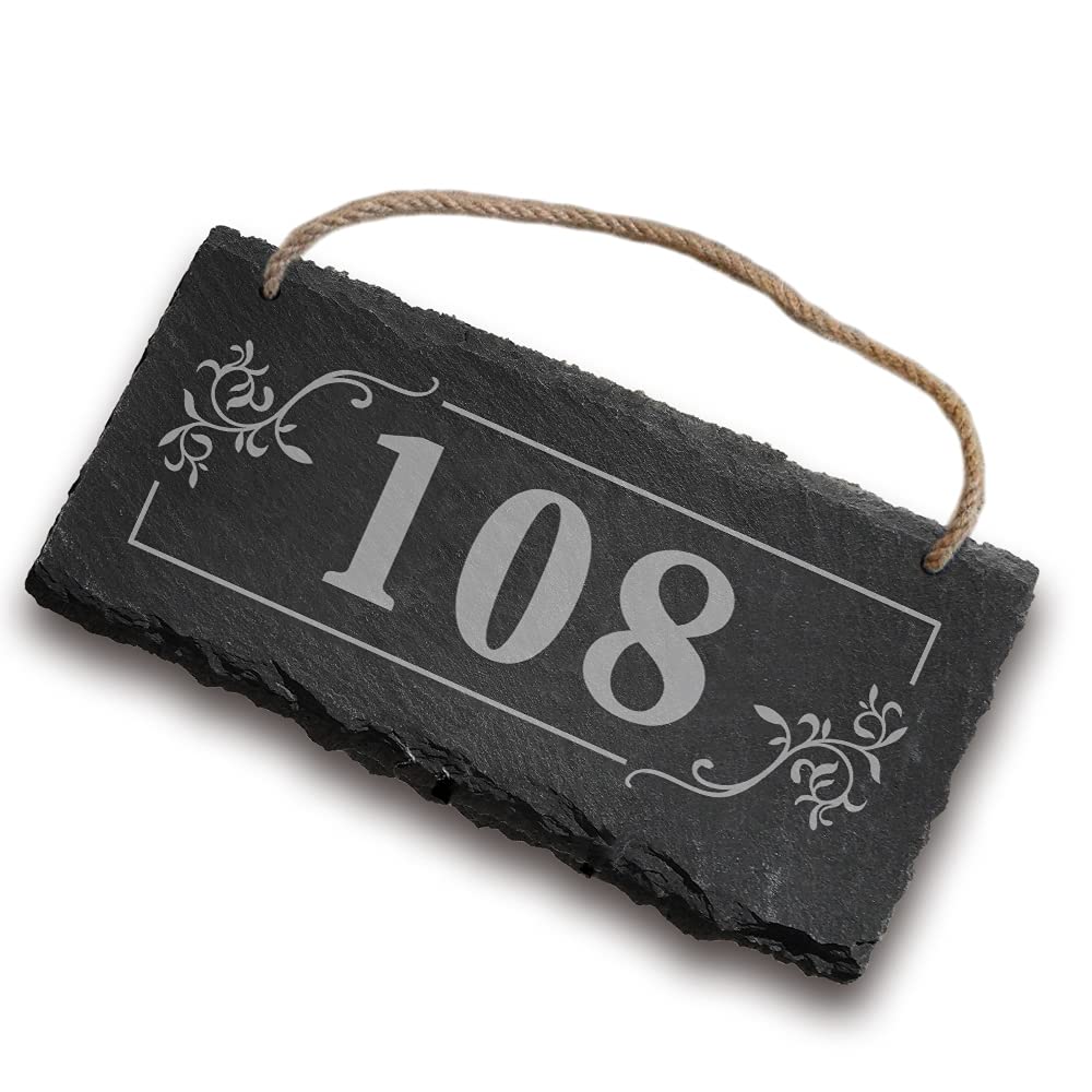 Garden Signs and Plaques Outdoor Engraved Slate Hanging Accessories House Plaque Sign Shed Sign Personalised Gardener Decorations Gift Family with Any Text for Outside (Number 1)