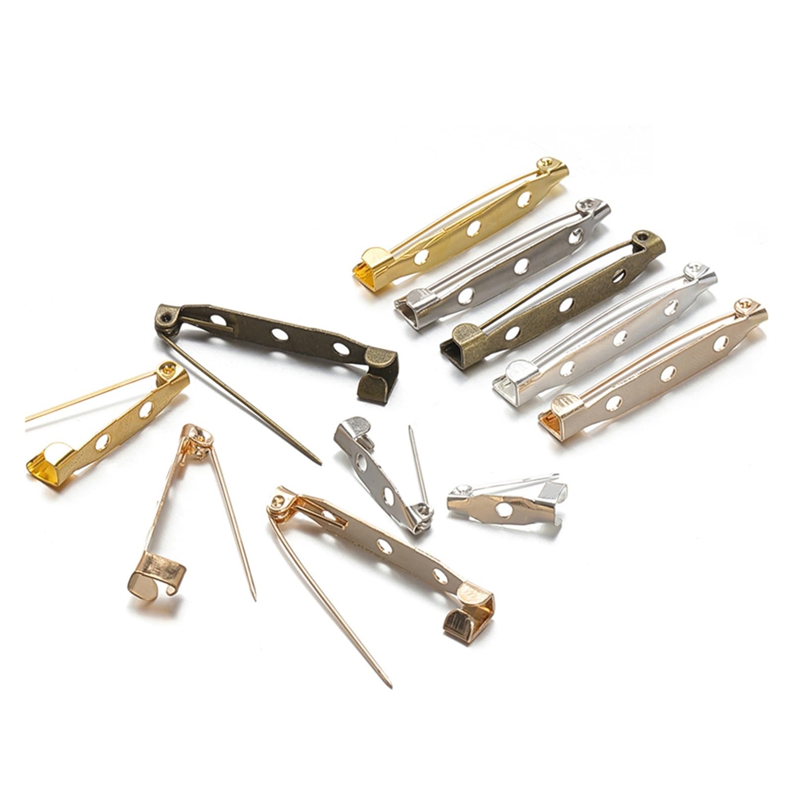50 Uds broche de Metal Clip Base pines en blanco for hacer joyería DIY suministros(Silver,15 mm)