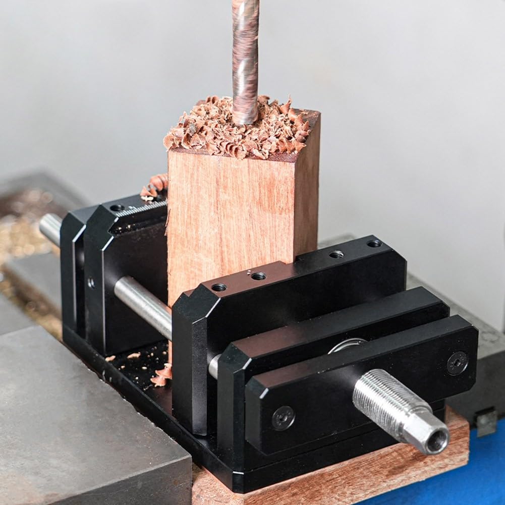 Morsa autocentrante per lavorazione del legno, per serraggio in lega di alluminio CNC con scanalatura a V per calcio rotondo/quadrato, capacità ganascia 10-65 mm, nera (200 x 100 x 70 mm)