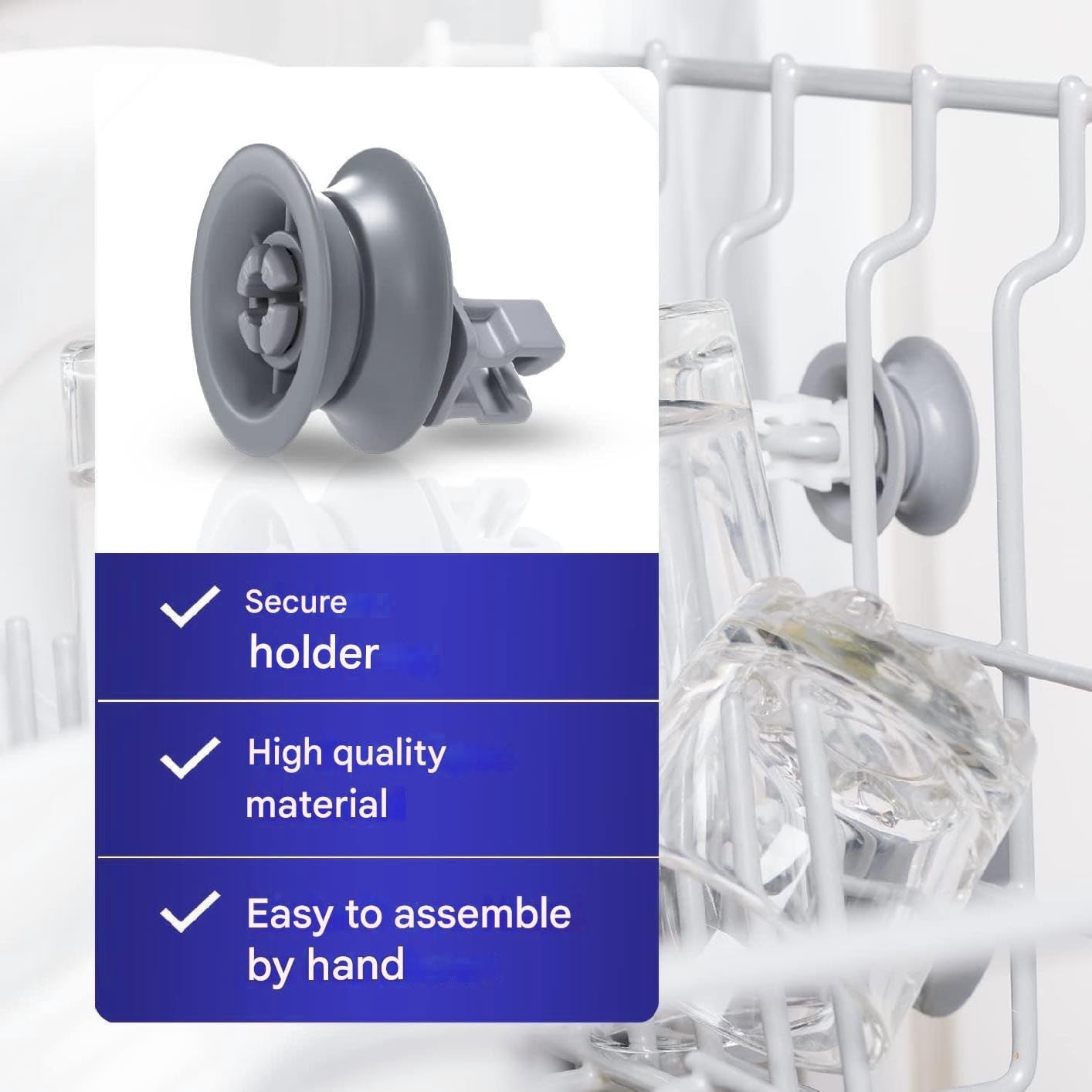 611666 Dishwasher Upper Rack Roller Compatible with Bosch Neff Siemens Repleace dishrack roller 00611666 PS8727423 00165313 165313 AH3477770 EA3477770 AP4355370 PS3477770, 4Pcs - WHEEL KIT
