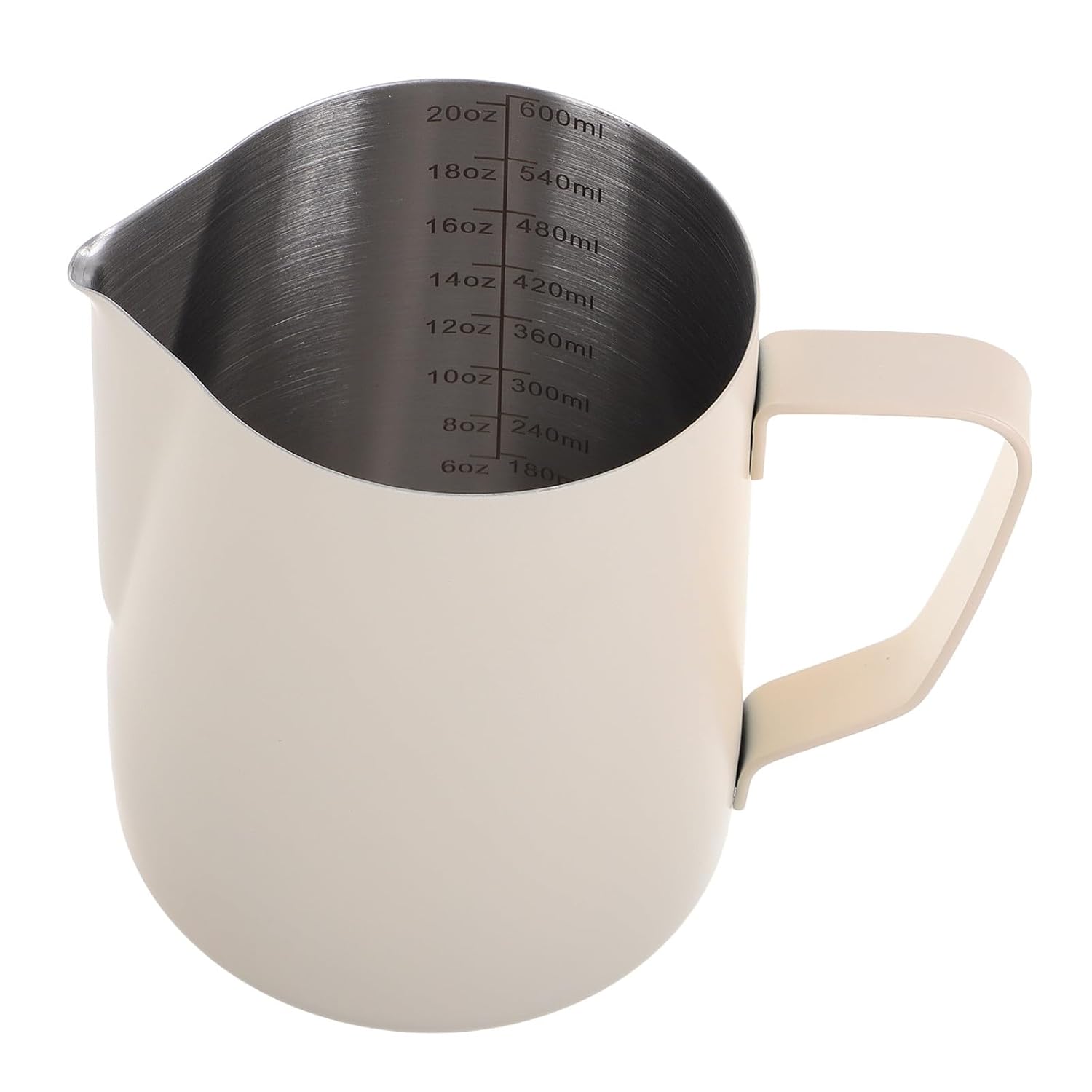 SAFIGLE Milk Frothing Pitcher 600ml Stainless Steel Milk Jug for Espresso Machines Latte Steaming Cup White Coffee Frother