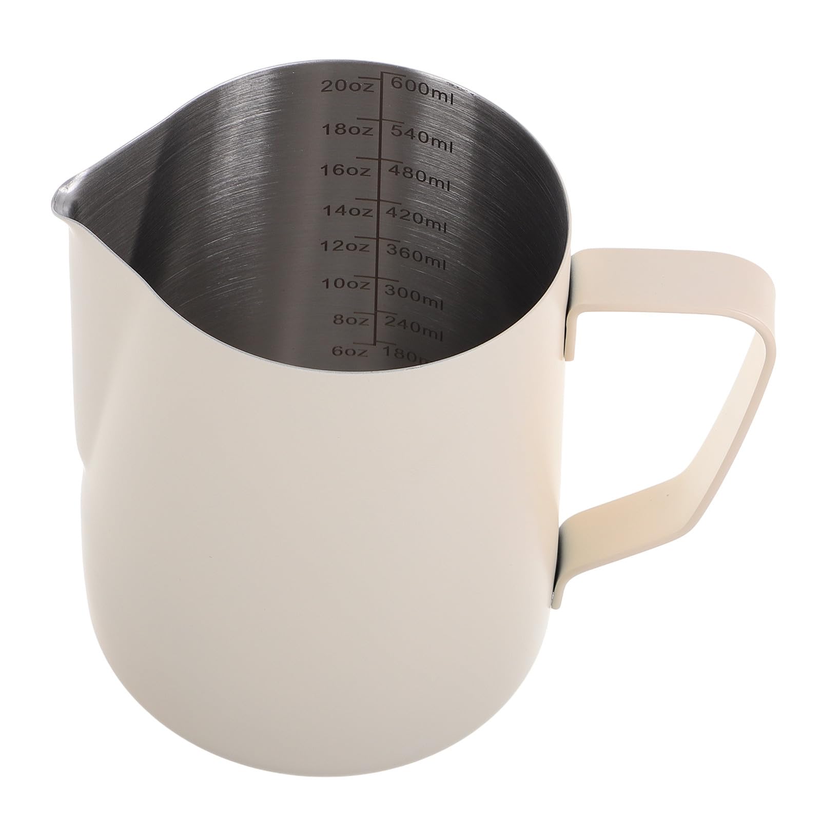 SAFIGLE Milk Frothing Pitcher 600ml Stainless Steel Milk Jug for Espresso Machines Latte Steaming Cup White Coffee Frother